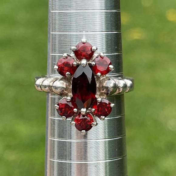 Jewelry - Red Stone 925 Silver-Plated Ring Size 8.5